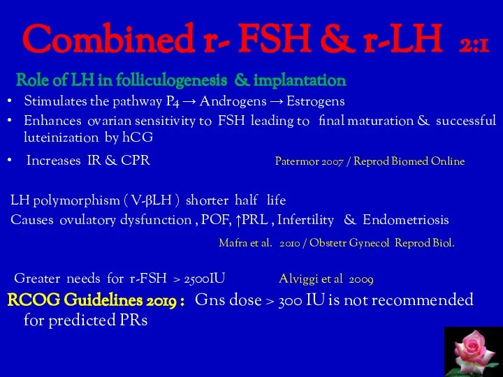 Combined r- FSH & r-LH 2:1 Role of LH in folliculogenesis &