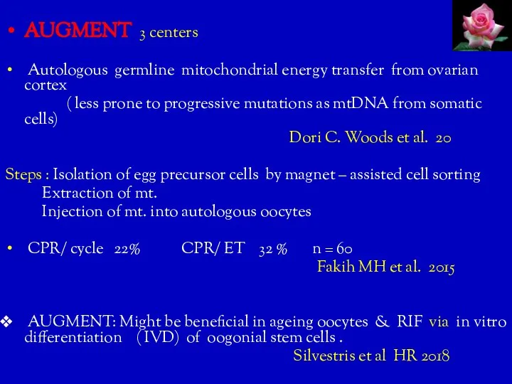 AUGMENT 3 centers Autologous germline mitochondrial energy transfer from ovarian cortex (