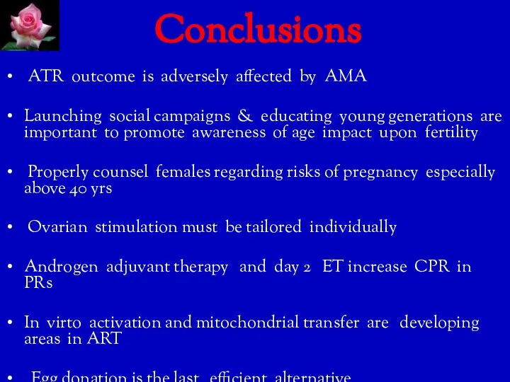 Conclusions ATR outcome is adversely affected by AMA Launching social campaigns &