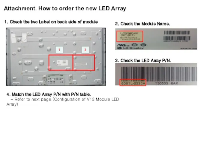 Attachment. How to order the new LED Array 1. Check the two