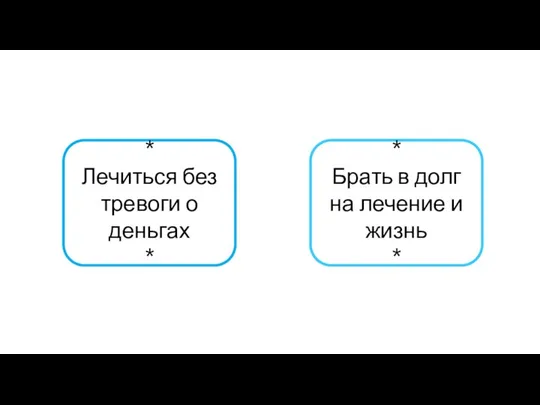 * Лечиться без тревоги о деньгах * * Брать в долг на лечение и жизнь *