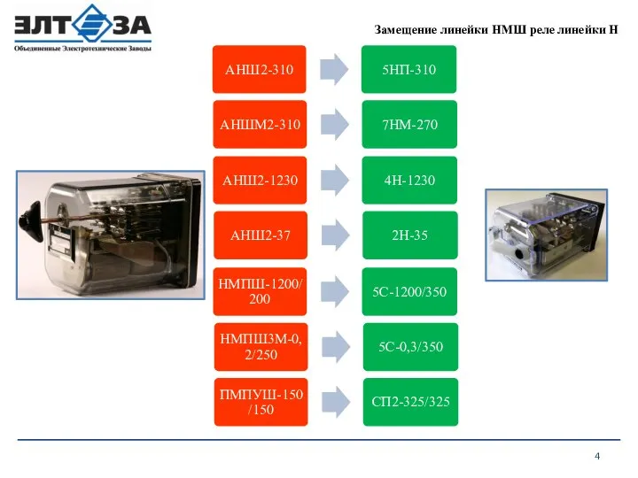 Замещение линейки НМШ реле линейки Н