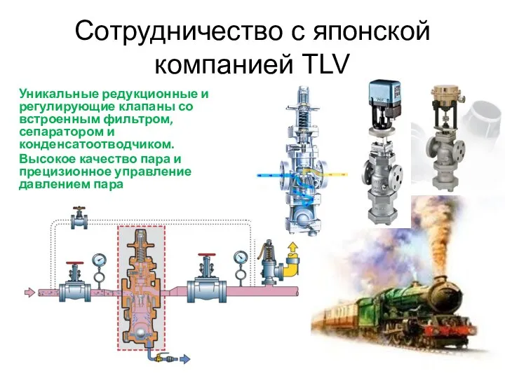 Сотрудничество с японской компанией TLV Уникальные редукционные и регулирующие клапаны со встроенным