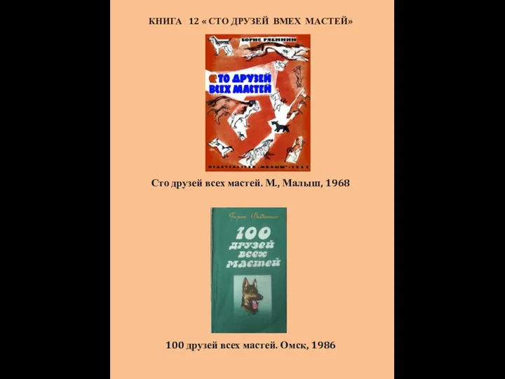 КНИГА 12 « СТО ДРУЗЕЙ ВМЕХ МАСТЕЙ» Сто друзей всех мастей. М.,