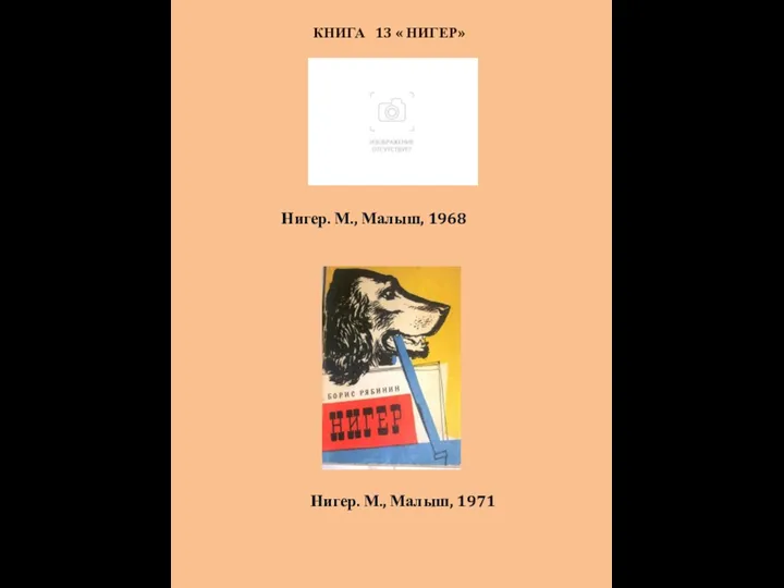 КНИГА 13 « НИГЕР» Нигер. М., Малыш, 1968 Нигер. М., Малыш, 1971