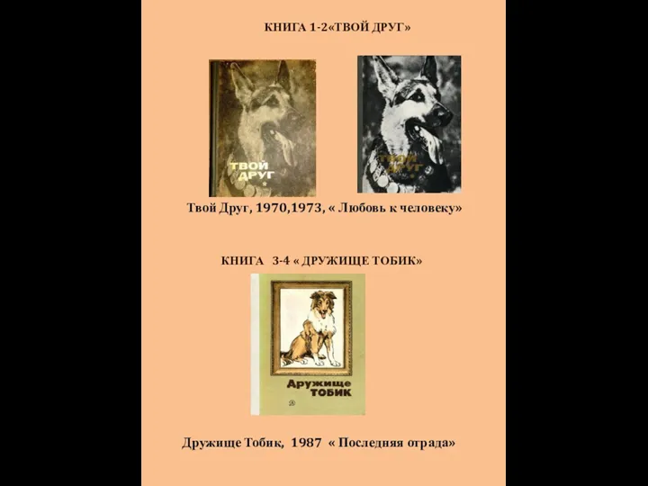 КНИГА 3-4 « ДРУЖИЩЕ ТОБИК» КНИГА 1-2«ТВОЙ ДРУГ» Твой Друг, 1970,1973, «