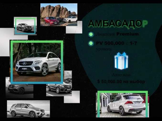 АМБАСАДОР Лицензия Premium PV 500,000 с 1-7 уровень Авто или $ 50,000.00 на выбор