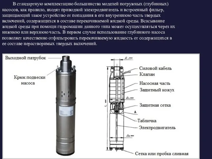 В стандартную комплектацию большинства моделей погружных (глубинных) насосов, как правило, входят приводной