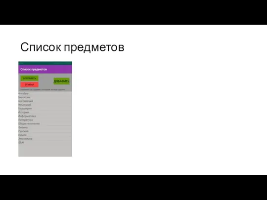 Список предметов