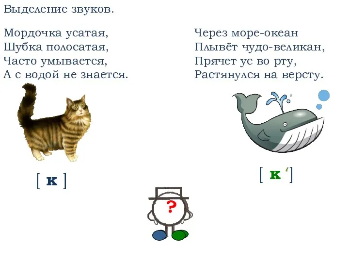 Мордочка усатая, Шубка полосатая, Часто умывается, А с водой не знается. Через