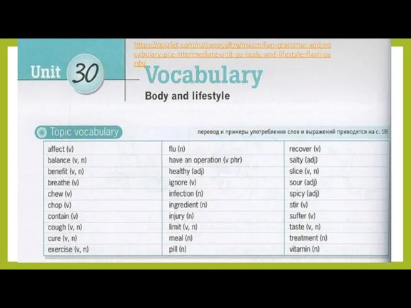 https://quizlet.com/ru/500059879/macmillan-grammar-and-vocabulary-pre-intermediate-unit-30-body-and-lifestyle-flash-cards/