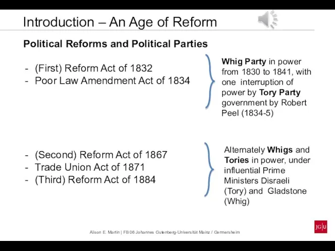 Introduction – An Age of Reform Political Reforms and Political Parties (First)