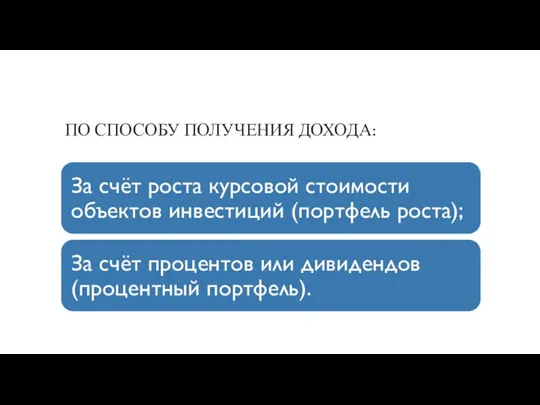 ПО СПОСОБУ ПОЛУЧЕНИЯ ДОХОДА: