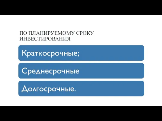 ПО ПЛАНИРУЕМОМУ СРОКУ ИНВЕСТИРОВАНИЯ