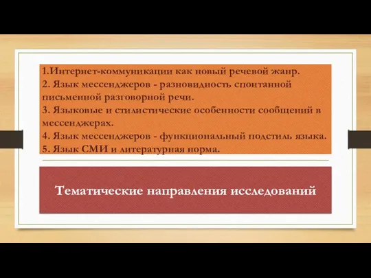 1.Интернет-коммуникации как новый речевой жанр. 2. Язык мессенджеров - разновидность спонтанной письменной