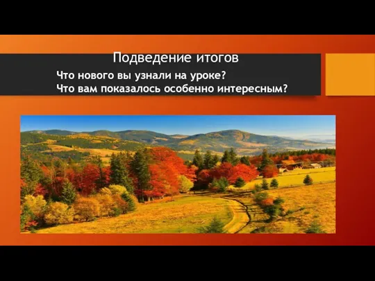 Подведение итогов Что нового вы узнали на уроке? Что вам показалось особенно интересным?