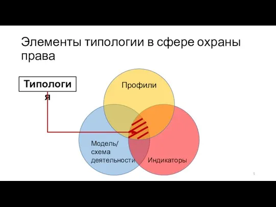 Элементы типологии в сфере охраны права Модель/ схема деятельности Индикаторы Профили Типология