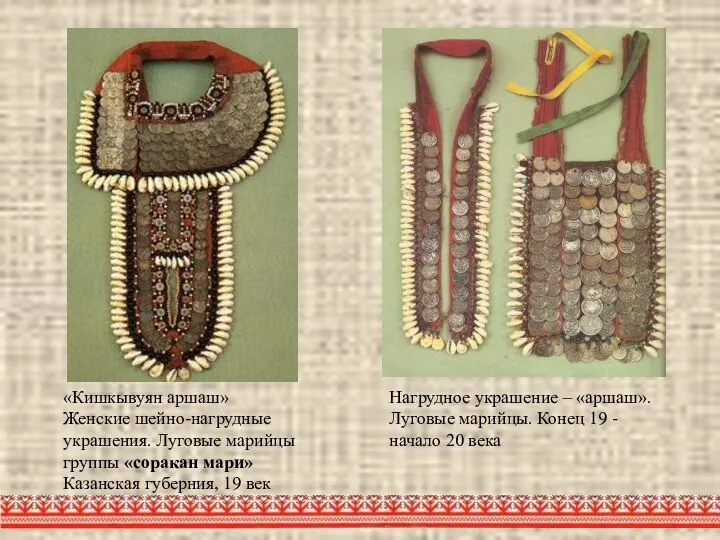 «Кишкывуян аршаш» Женские шейно-нагрудные украшения. Луговые марийцы группы «соракан мари» Казанская губерния,