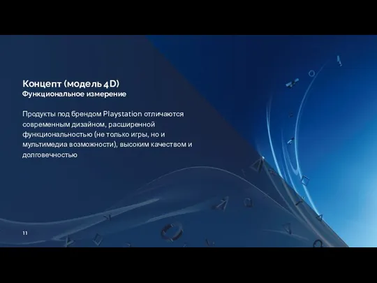 Концепт (модель 4D) Функциональное измерение Продукты под брендом Playstation отличаются современным дизайном,