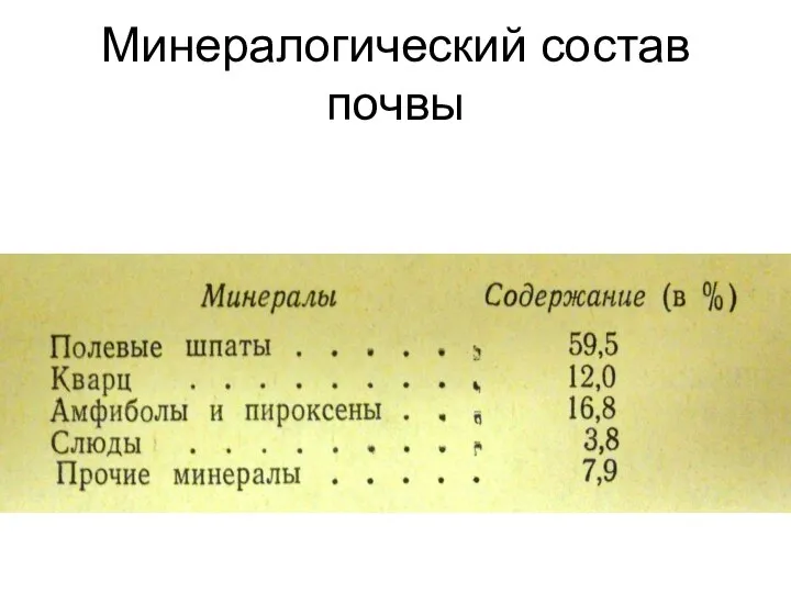 Минералогический состав почвы