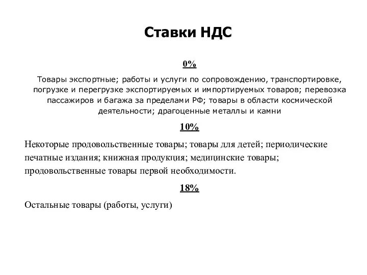 Ставки НДС