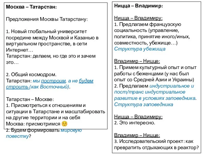 Москва – Татарстан: Предложения Москвы Татарстану: 1. Новый глобальный университет посредине между