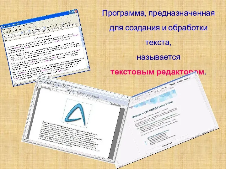 Программа, предназначенная для создания и обработки текста, называется текстовым редактором.