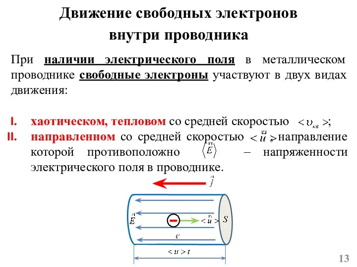 При наличии электрического поля в металлическом проводнике свободные электроны участвуют в двух