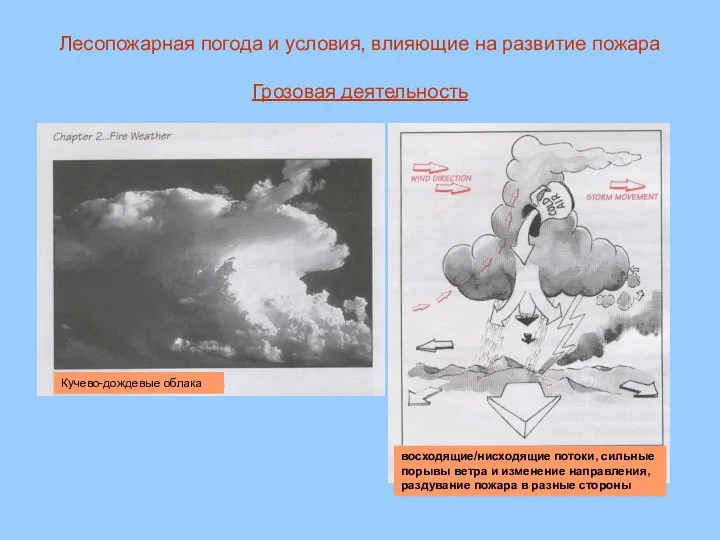 Лесопожарная погода и условия, влияющие на развитие пожара Грозовая деятельность Кучево-дождевые облака