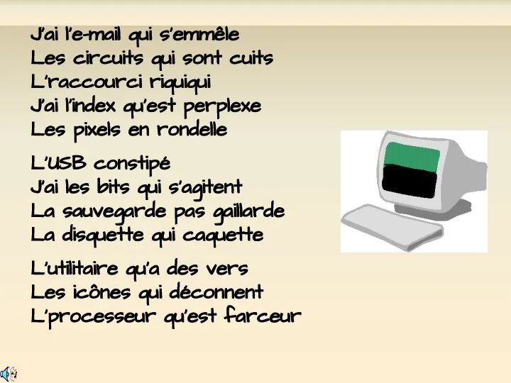 J'ai l'e-mail qui s'emmêle Les circuits qui sont cuits L'raccourci riquiqui J'ai