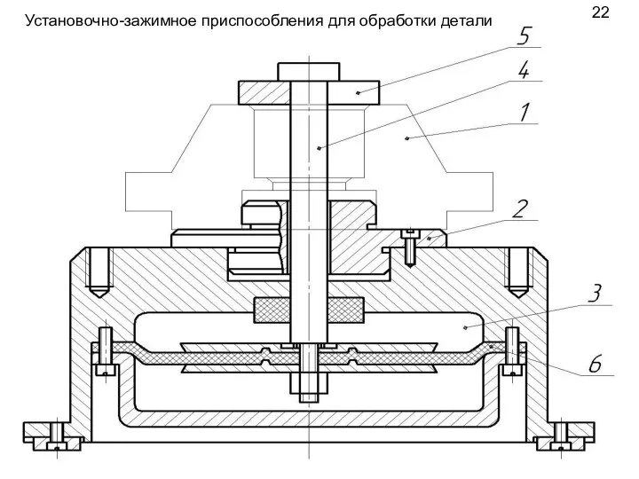 Установочно-зажимное приспособления для обработки детали 22