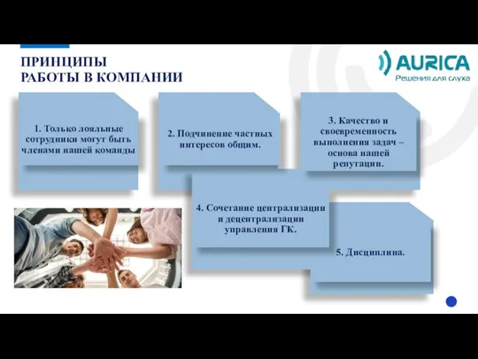 ПРИНЦИПЫ РАБОТЫ В КОМПАНИИ 1. Только лояльные сотрудники могут быть членами нашей