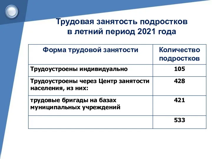 Трудовая занятость подростков в летний период 2021 года