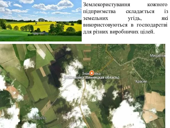 Землекористування кожного підприємства складається із земельних угідь, які використовуються в господарстві для різних виробничих цілей.