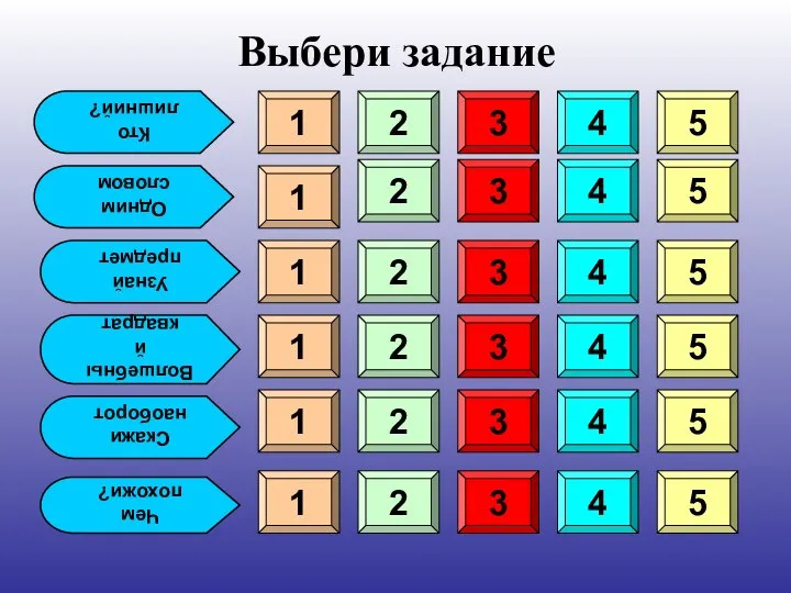 Кто лишний? Одним словом Узнай предмет Волшебный квадрат Скажи наоборот Чем похожи?