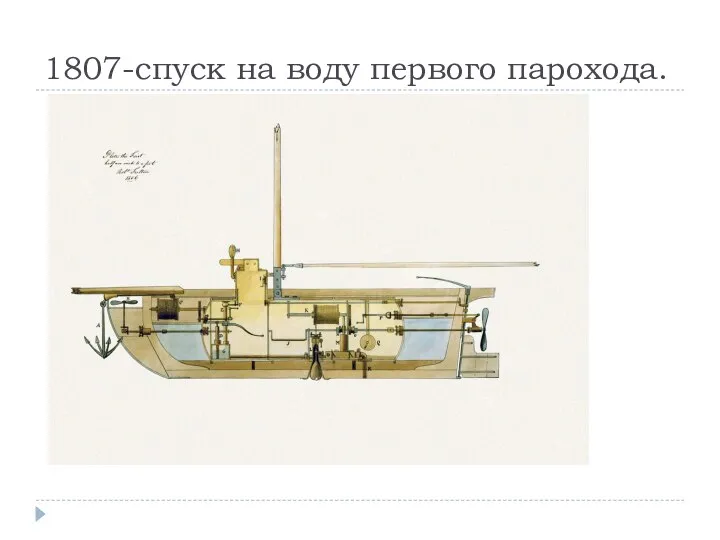 1807-спуск на воду первого парохода.