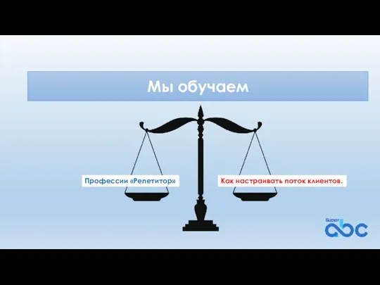 Мы обучаем Профессии «Репетитор» Как настраивать поток клиентов.