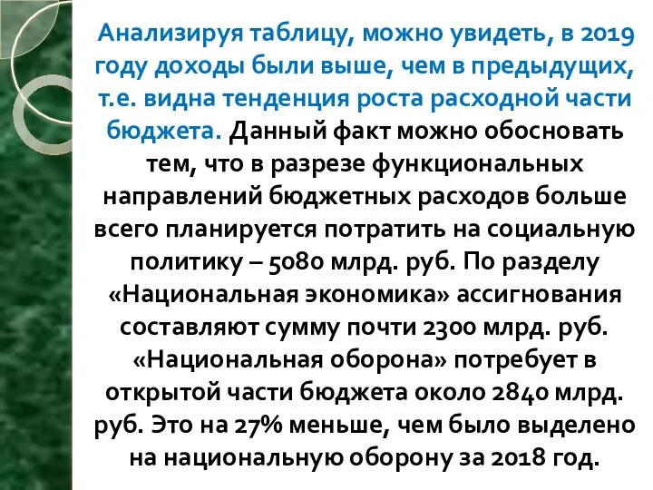 Анализируя таблицу, можно увидеть, в 2019 году доходы были выше, чем в