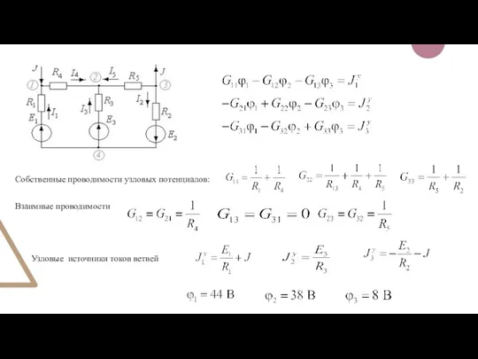 Собственные проводимости узловых потенциалов: Взаимные проводимости Узловые источники токов ветвей