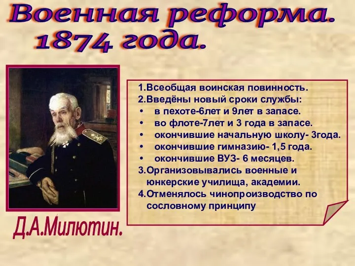 Военная реформа. 1874 года.