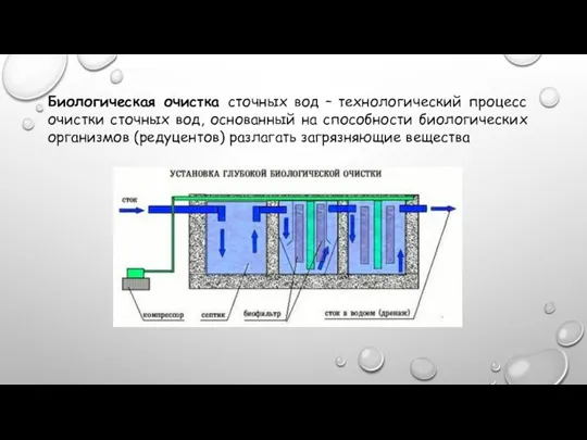 Биологическая очистка сточных вод – технологический процесс очистки сточных вод, основанный на