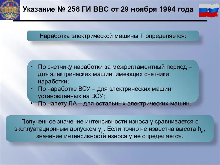 Указание № 258 ГИ ВВС от 29 ноября 1994 года Наработка электрической