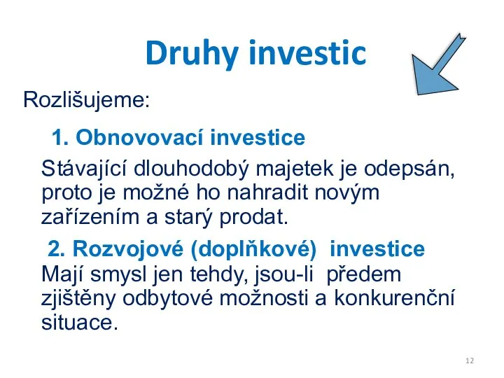 Rozlišujeme: Stávající dlouhodobý majetek je odepsán, proto je možné ho nahradit novým