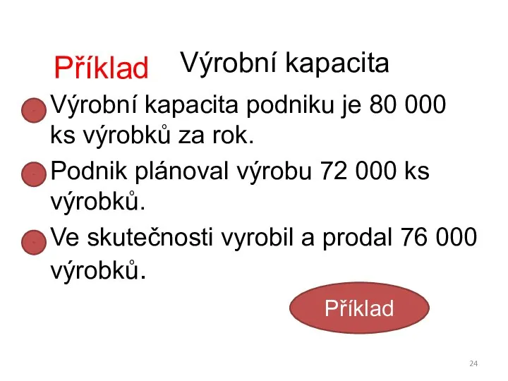 Výrobní kapacita podniku je 80 000 ks výrobků za rok. Podnik plánoval