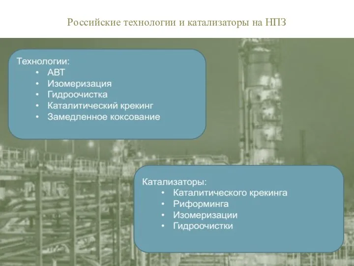 Российские технологии и катализаторы на НПЗ