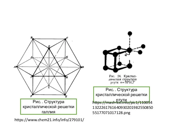 Рис. . Структура кристаллической решетки галлия Рис. . Структура кристаллической решетки ртути https://mash-xxl.info/pic1/110054132226176164093020198255085055177071017128.png https://www.chem21.info/info/279101/