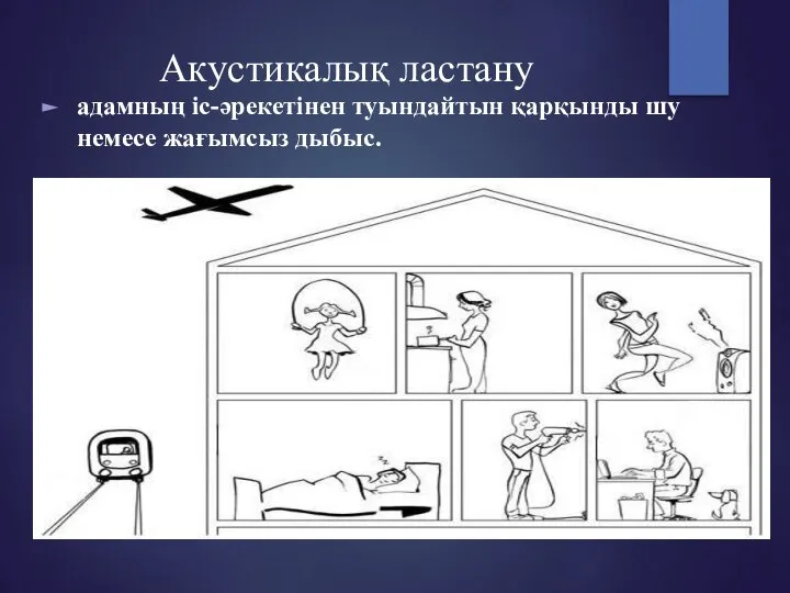 Акустикалық ластану адамның іс-әрекетінен туындайтын қарқынды шу немесе жағымсыз дыбыс.