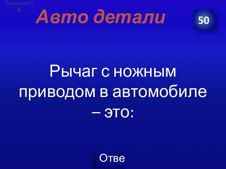 Авто детали Рычаг с ножным приводом в автомобиле – это: 50