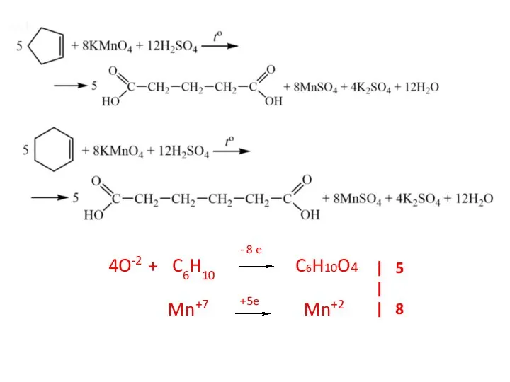 C6H10 C6H10O4 4O-2 + - 8 e Mn+7 Mn+2 +5e | 5 | | 8