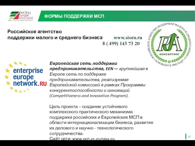 Российское агентство поддержки малого и среднего бизнеса www.siora.ru 8 ( 499) 143